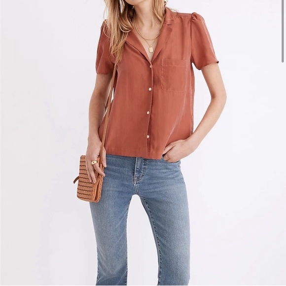 Madewell Silk Button-Up Top Medium - Picture 2 of 7